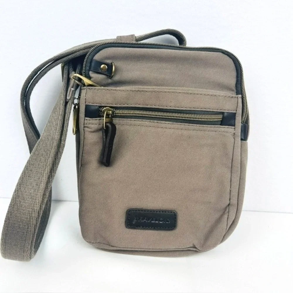 Travelon Heritage Crossbody Bag Unisex Medium Brown Excellent Anti-Theft RFID